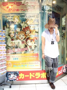 「SHIPS JET BLUE（シップスジェットブルー）のアイテム（その他シューズ）」を使った、h.たかぴさん（メンズ・170cm）の夏コーディネート