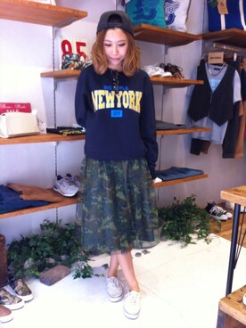 迷彩チュールスカートを使った人気ファッションコーディネート Wear