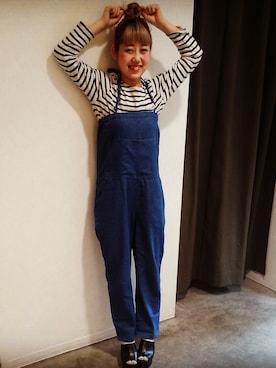 「ハイトーンカラー」｜「アイテム（オールインワン・サロペット）」を使った、sho-ko さん（レディース・161cm）の春コーディネート