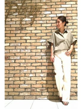 「スキッパーシャツ」｜norikoさん（レディース・155cm）の夏コーディネート