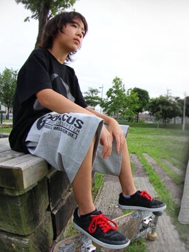 「DORCUS（ドウカス）のアイテム（パンツ）」を使った、TATSUYA"VENIX"NOGAMIさん（メンズ・166cm）の夏コーディネート