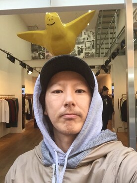 「AlexanderLeeChang（アレキサンダーリーチャン）のアイテム（パーカー）」を使った、TATSUYA"VENIX"NOGAMIさん（メンズ・166cm）の冬コーディネート