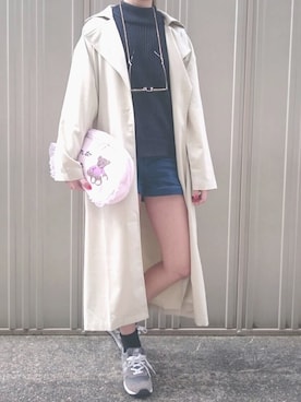 「ANAP（アナップ）のアイテム（トレンチコート）」を使った、山田愛奈さん（レディース・162cm）の春コーディネート