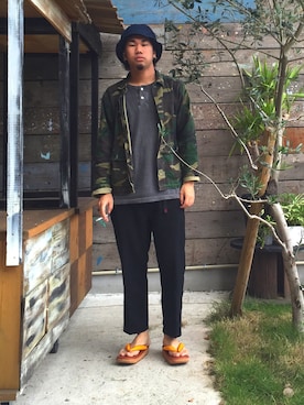 「N.HOOLYWOOD」｜「アイテム（その他シューズ）」を使った、ren.ozakiさん（メンズ・166cm）の夏コーディネート