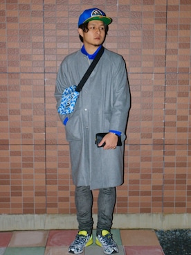 「Onitsuka Tiger × ANDREA POMPILIO（オニツカタイガーアンドレアポンピリオ）のアイテム」を使った、TOMOYAさん（メンズ・180cm）の冬コーディネート