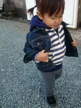 「MAKIE（マキエ）のアイテム」を使った、RiRiKaさん（キッズ・80cm）の冬コーディネート