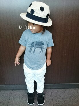 「MAKIE（マキエ）のアイテム」を使った、RiRiKaさん（キッズ・90cm）の夏コーディネート