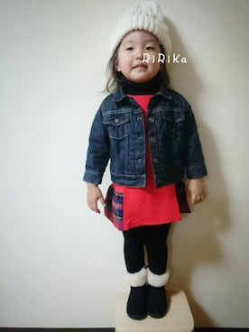 「2歳3ヶ月」｜「アイテム（ブーツ）」を使った、RiRiKaさん（キッズ・90cm）の秋コーディネート