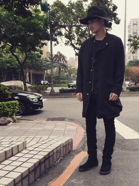 「nonnative（ノンネイティブ）のアイテム（ダウンジャケット/コート）」を使った、彭博劭さん（メンズ・175cm）の秋コーディネート