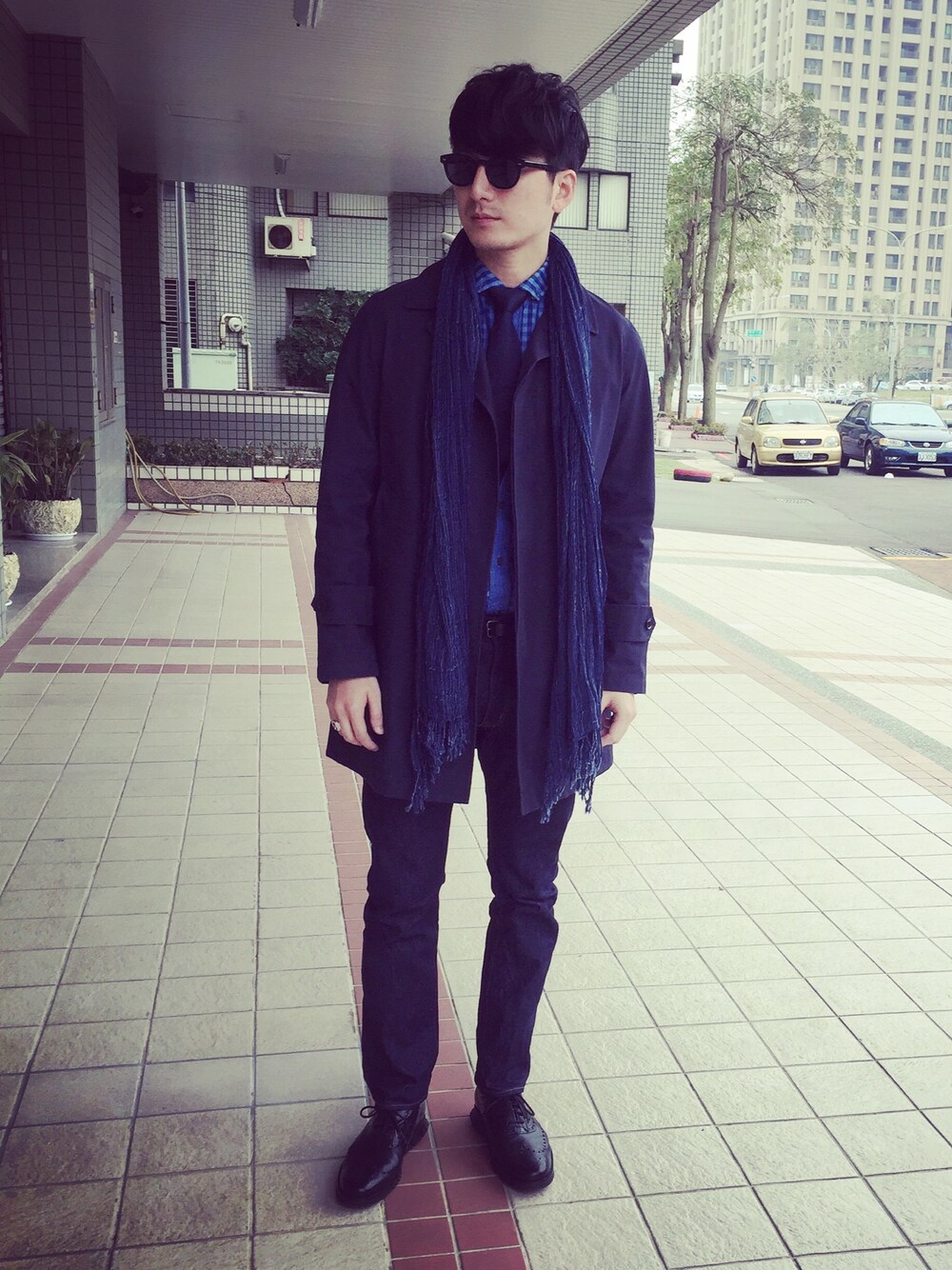 「nanamica、BLUE BLUE、BLUEBLUEJAPAN、nonnative、Taiwan、Taichung」｜「nanamicaのアイテム（カバーオール、ブルー系）」を使った、彭博劭さん（メンズ・175cm）の冬コーディネートの1枚目の写真