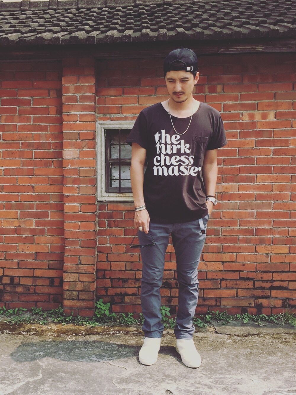「夏コーデ、nonnative、GRAMICCI、GRAMICCI別注、Taiwan、Taichung」｜「nonnativeのアイテム（パンツ、グレー系）」を使った、彭博劭さん（メンズ・175cm）の夏コーディネートの1枚目の写真