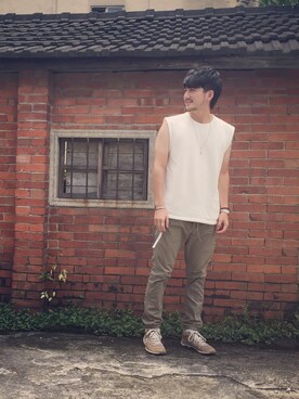 「nonnative（ノンネイティブ）のアイテム（スウェット）」を使った、彭博劭さん（メンズ・175cm）の夏コーディネート