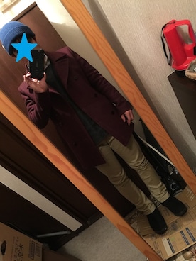 「ATTACHMENT（アタッチメント）のアイテム（ピーコート）」を使った、さくさくさん（メンズ・169cm）の冬コーディネート