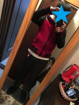 「ATTACHMENT（アタッチメント）のアイテム（スタジャン）」を使った、さくさくさん（メンズ・169cm）の冬コーディネート