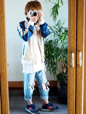 「DOWBL（ダブル）のアイテム（ブルゾン）」を使った、りさん（メンズ・160cm）の秋コーディネート