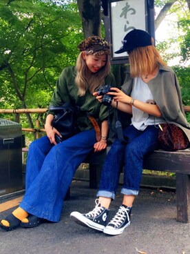 「アイテム（トレンチコート、グリーン系）」を使った、Satsukiさん（レディース・168cm）の秋コーディネート