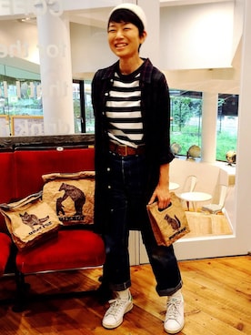 「アイテム（トートバッグ）」を使った、ROOTOTE  STAFFさん（レディース・155cm）の秋コーディネート