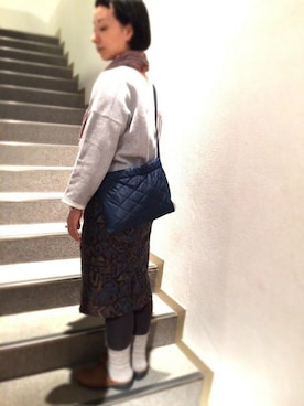 「ROOTOTE（ルートート）のアイテム（バッグ）」を使った、ROOTOTE  STAFFさん（レディース・160cm）の秋コーディネート