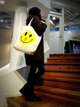 「アイテム（バッグ、ホワイト系）」を使った、ROOTOTE  STAFFさん（レディース・166cm）の冬コーディネート