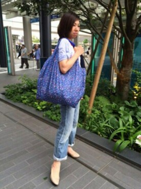 「アイテム（エコバッグ/サブバッグ）」を使った、ROOTOTE  STAFFさん（レディース・160cm）の夏コーディネート