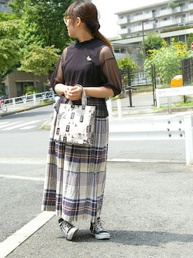 「ROOTOTE（ルートート）のアイテム（バッグ）」を使った、ROOTOTE  STAFFさん（レディース・160cm）の夏コーディネート