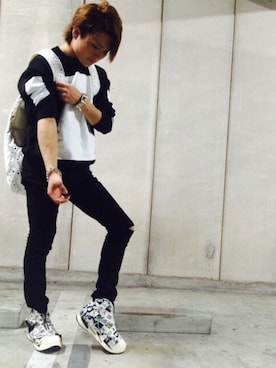 「M.Y.O.B（エム.ワイ.オー.ビー）のアイテム（スウェット）」を使った、jun_junさん（メンズ・170cm）の秋コーディネート