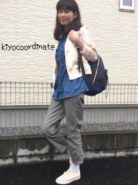「ぺプラムトップス」｜「アイテム（ブルゾン）」を使った、北澤 希世子さん（レディース・165cm）の春コーディネート