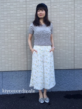 「スカーチョ」｜「アイテム（キャスケット）」を使った、北澤 希世子さん（レディース・165cm）の夏コーディネート