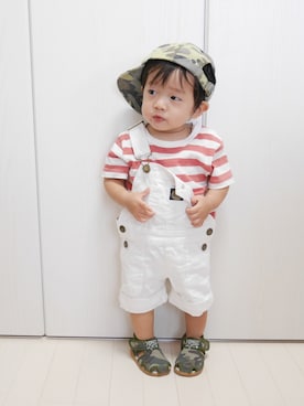 「キャップ部サンダルコーデ」｜Ｋ×Ｓ˙ᵕ˙♡さん（キッズ・70cm）の夏コーディネート