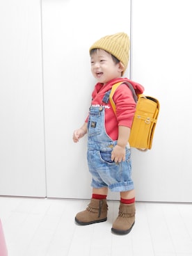 「1歳3ヶ月」｜「アイテム（サロペット/オーバーオール）」を使った、Ｋ×Ｓ˙ᵕ˙♡さん（キッズ・70cm）の秋コーディネート
