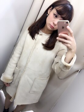 「アーバンリサーチ」｜「アイテム（ムートンコート）」を使った、おかめさん（レディース・162cm）の秋コーディネート