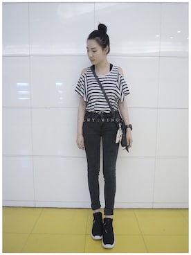 「INITIALS（イニシャルズ）のアイテム」を使った、_lwy_さん（レディース・158cm）の春コーディネート