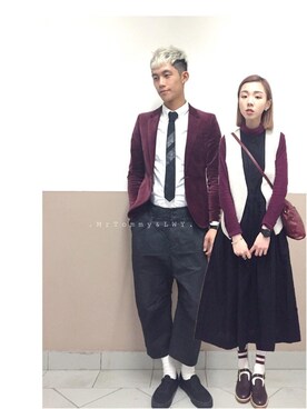 「INITIALS（イニシャルズ）のアイテム（ジャケット/アウター）」を使った、_lwy_さん（レディース・158cm）の春コーディネート