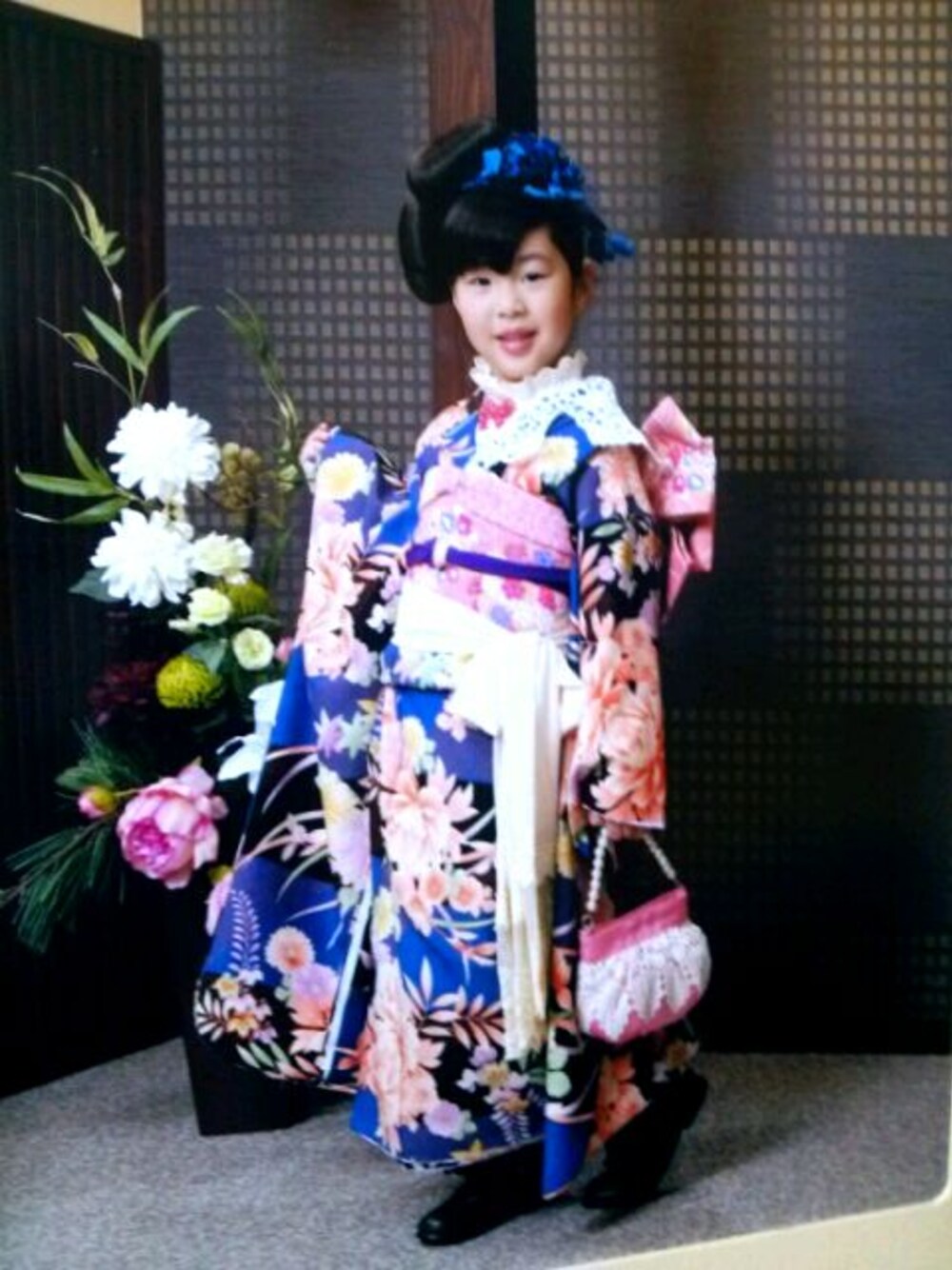 「七五三」｜「七五三♪のアイテム（浴衣、ブルー系）」を使った、るあん。あいら。るいと。あんず。さん（キッズ・110cm）の秋コーディネートの1枚目の写真