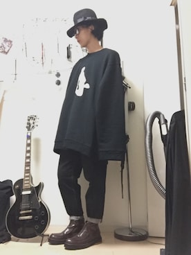 「DRESSEDUNDRESSED（ドレスドアンドレスド）のアイテム（スウェット）」を使った、なぎさん（メンズ・177cm）の秋コーディネート