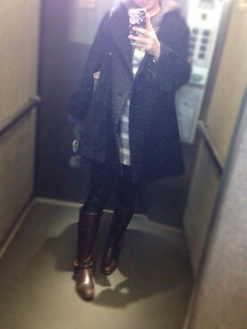 「LOUNGEDRESS（ラウンジドレス）のアイテム（ピーコート）」を使った、mopiiさん（レディース・159cm）の冬コーディネート