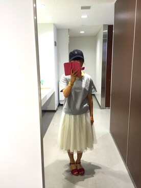 「RETRO GIRL（レトロガール）のアイテム（ニットキャップ/ビーニー）」を使った、みさきさん（レディース・156cm）の夏コーディネート