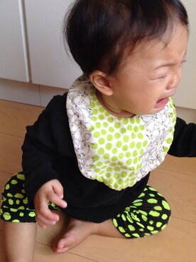 「アイテム（ママ＆ベビー、グリーン系）」を使った、とらさん（キッズ・60cm）の秋コーディネート