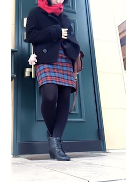 「COMME CA ISM（コムサイズム）のアイテム（ピーコート）」を使った、MIYUさん（レディース・155cm）の秋コーディネート