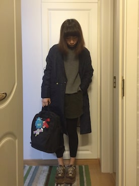 「仕事着」｜「アイテム（ピーコート）」を使った、Lindsayさん（レディース・163cm）の春コーディネート