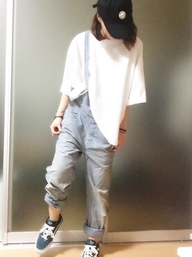 「DIESEL（ディーゼル）のアイテム（オールインワン・サロペット）」を使った、sayuriさん（レディース・163cm）の春コーディネート