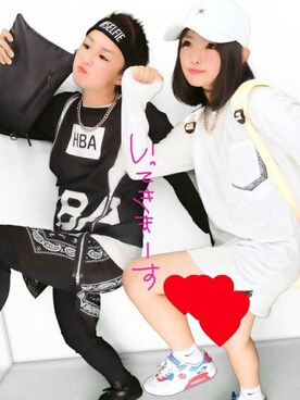 「HBA（フードバイエアー）のアイテム（Tシャツ/カットソー、ブラック系）」を使った、TAT$Uさん（メンズ）の夏コーディネート