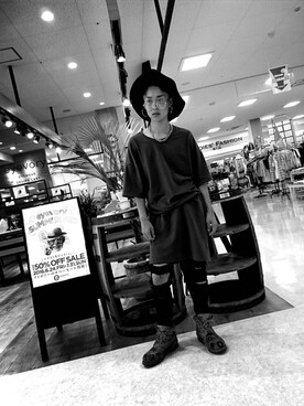 「anzuのアイテム（ワンピース、グリーン系）」を使った、TAT$Uさん（メンズ）の夏コーディネート