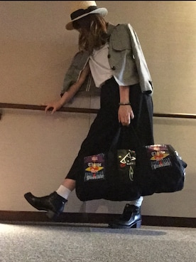 「UNIF」｜「アイテム（ドラムバッグ）」を使った、ORIEさん（レディース・161cm）の夏コーディネート