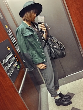 「UNIF」｜「アイテム（デニムジャケット）」を使った、ORIEさん（レディース・161cm）の秋コーディネート
