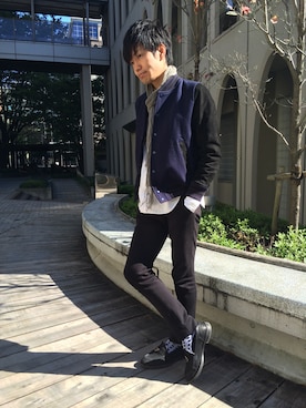 「HAMNETT（ハムネット）のアイテム（スラックス）」を使った、YO−TAさん（メンズ・173cm）の秋コーディネート