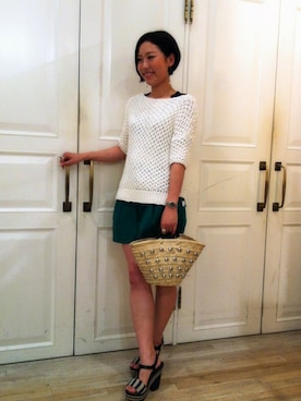 「Optitude（オプティチュード）のアイテム」を使った、スタッフさん（レディース・160cm）の春コーディネート