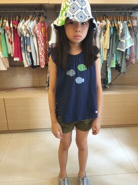 「CHIP TRIP（チップトリップ）のアイテム」を使った、呂彩銀さん（キッズ・130cm）の夏コーディネート