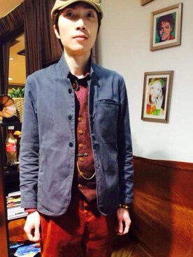 「UNKNOWN.（アンノウン）のアイテム（キャスケット）」を使った、Daniel杨さん（メンズ・172cm）の秋コーディネート