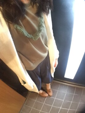 「SpRay（スプレイ）のアイテム（その他トップス、グリーン系）」を使った、haruさん（レディース・167cm）の春コーディネート